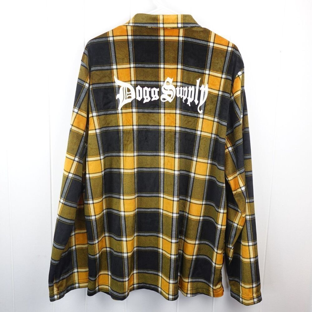 Snoop Dogg Supply Shirt Mens Yellow Black Fleece Flannel X-Large